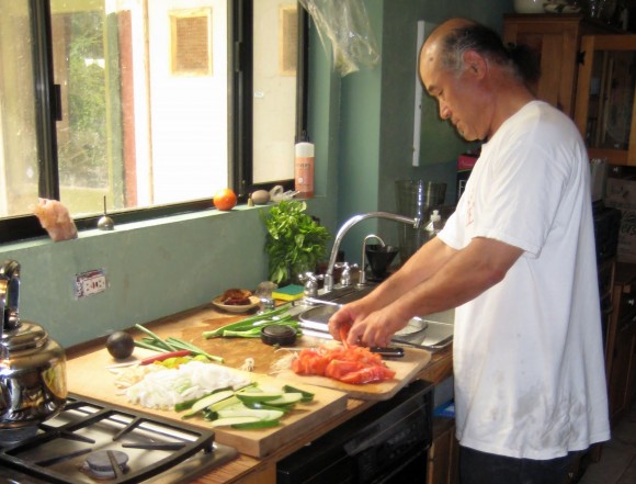 Shu Takikawa in his kitchen.